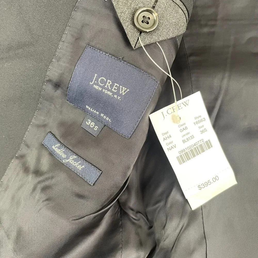 J Crew Ludlow‎ Sports Coat Blazer Men 36S Navy Blue Loro Piana Italian Wool $395